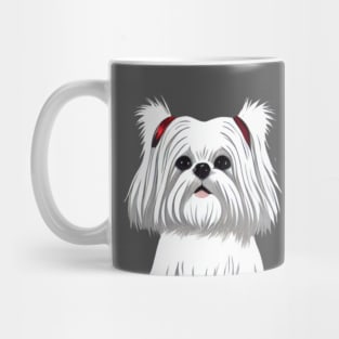 Cute Little Crusty White Dog Maltese Shih Tzu Mom with Fluffy Curly Haired Mug